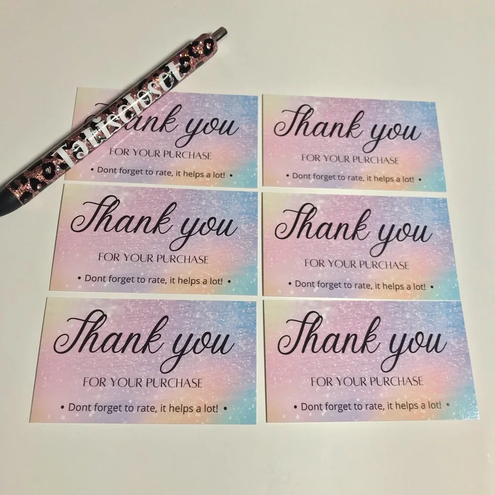 30 thank you for your purchase cards glossy size 3.5x2